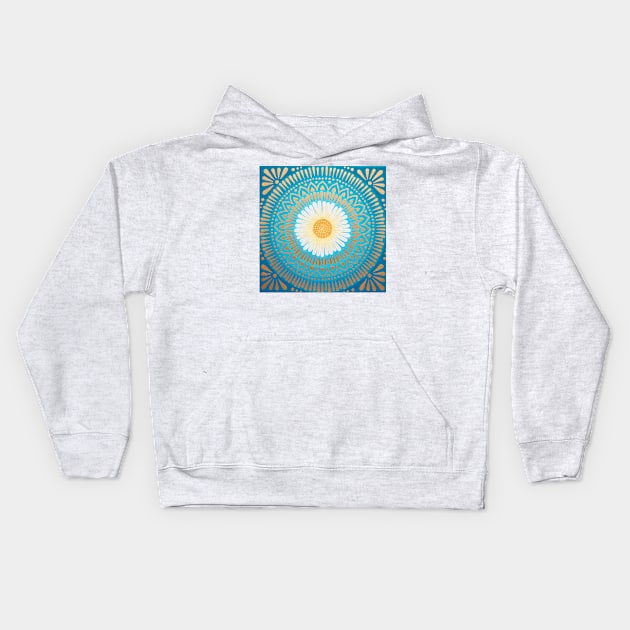 Teal and Gold Mandala Kids Hoodie by SoozieWray